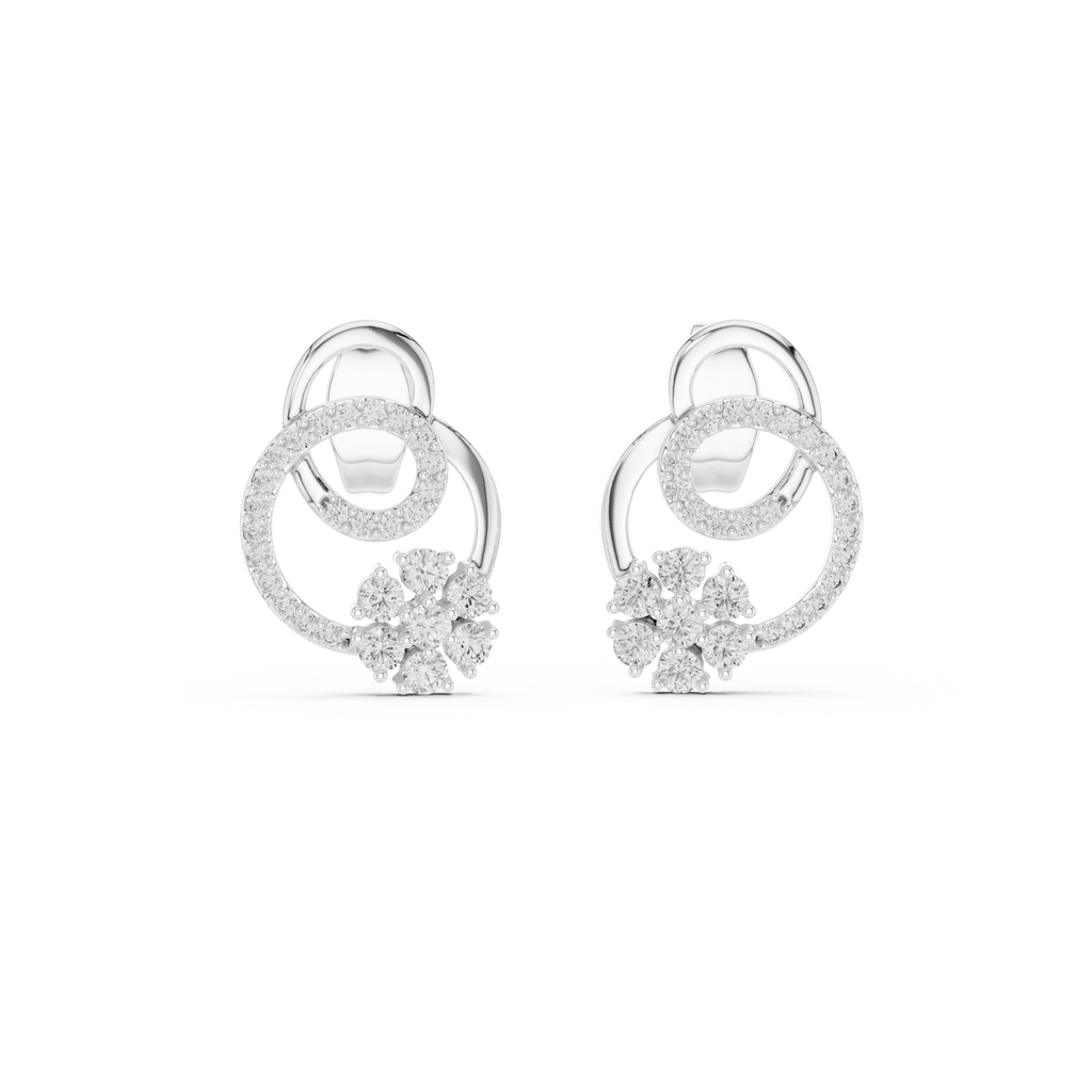 Anelora Interlinked Circle Pavé & Flower Cluster Lab Grown Diamond Earrings