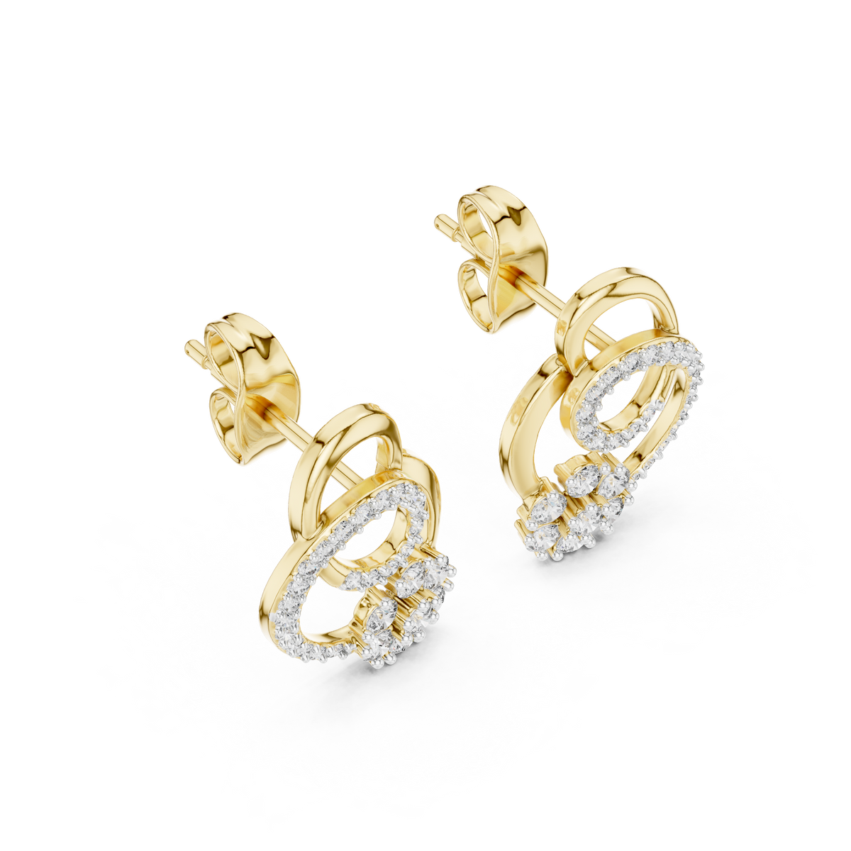 Anelora Interlinked Circle Pavé & Flower Cluster Lab Grown Diamond Earrings