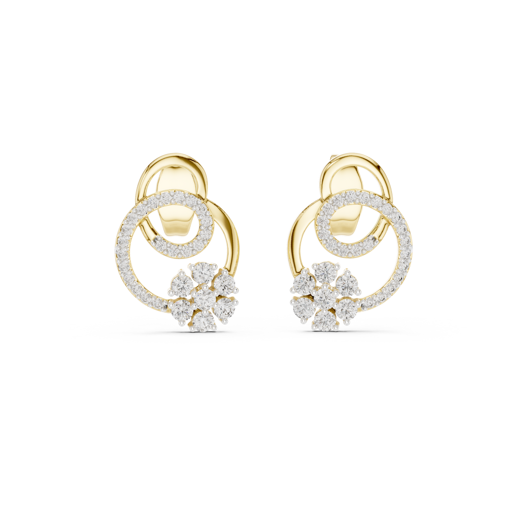 Anelora Interlinked Circle Pavé & Flower Cluster Lab Grown Diamond Earrings