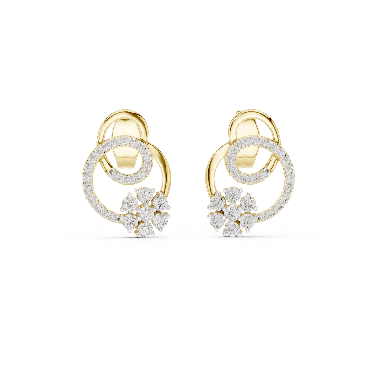 Anelora Interlinked Circle Pavé & Flower Cluster Lab Grown Diamond Earrings