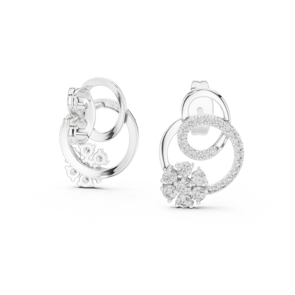 Anelora Interlinked Circle Pavé & Flower Cluster Lab Grown Diamond Earrings