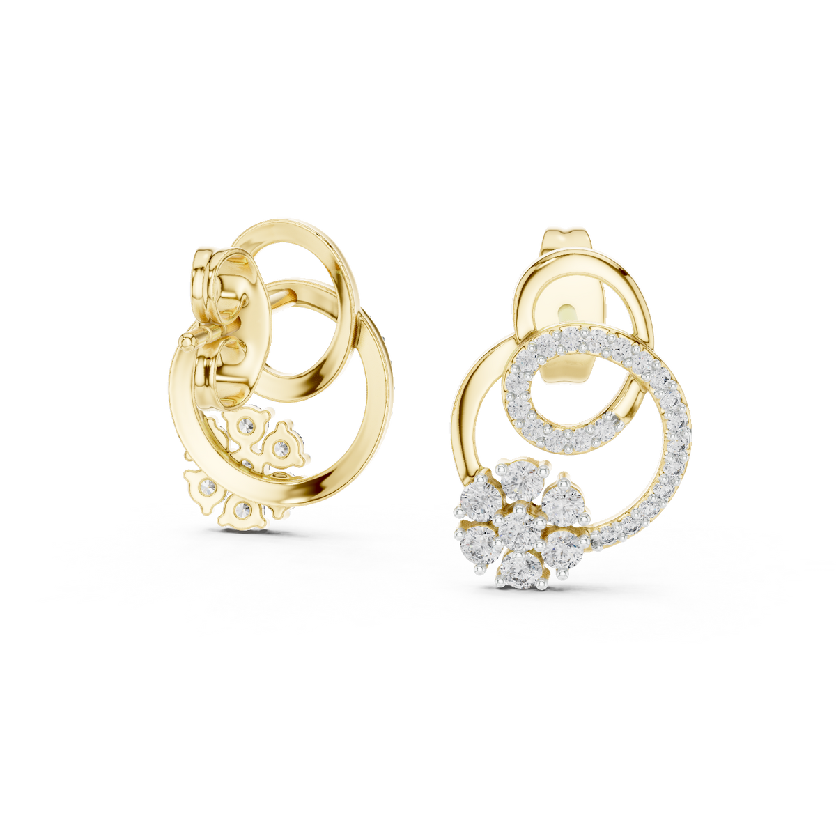 Anelora Interlinked Circle Pavé & Flower Cluster Lab Grown Diamond Earrings