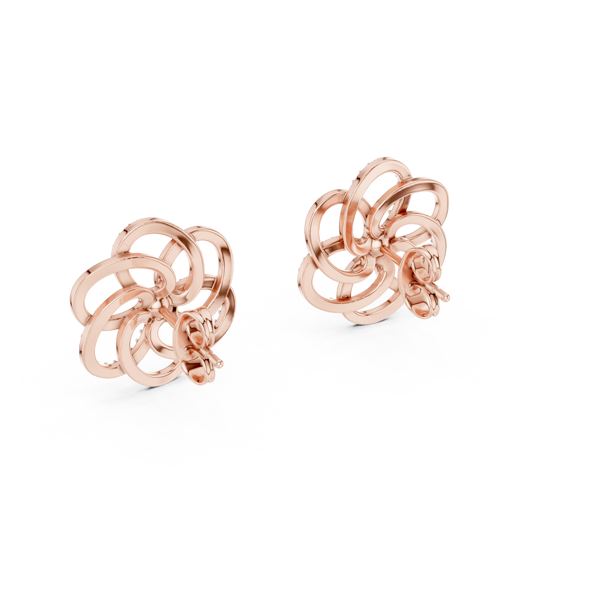 Corolenne Open Petal Flower Lab Grown Diamond Stud Earrings