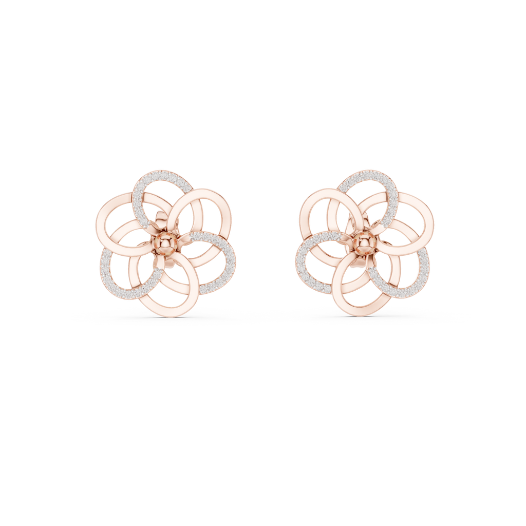 Corolenne Open Petal Flower Lab Grown Diamond Stud Earrings