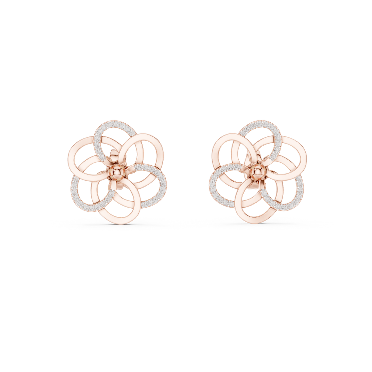 Corolenne Open Petal Flower Lab Grown Diamond Stud Earrings