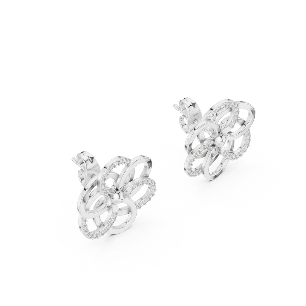 Corolenne Open Petal Flower Lab Grown Diamond Stud Earrings