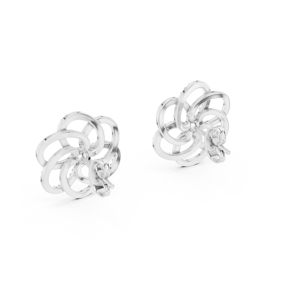 Corolenne Open Petal Flower Lab Grown Diamond Stud Earrings
