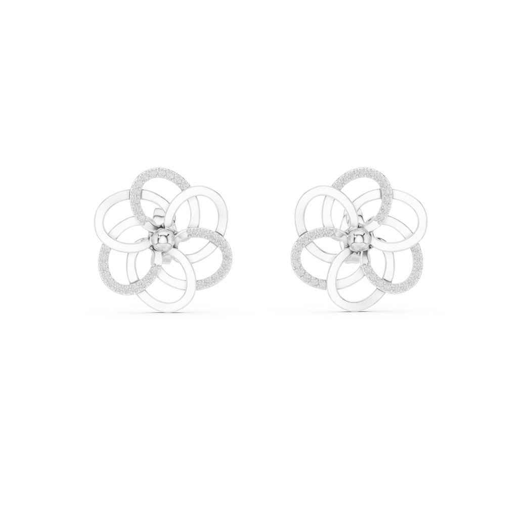 Corolenne Open Petal Flower Lab Grown Diamond Stud Earrings