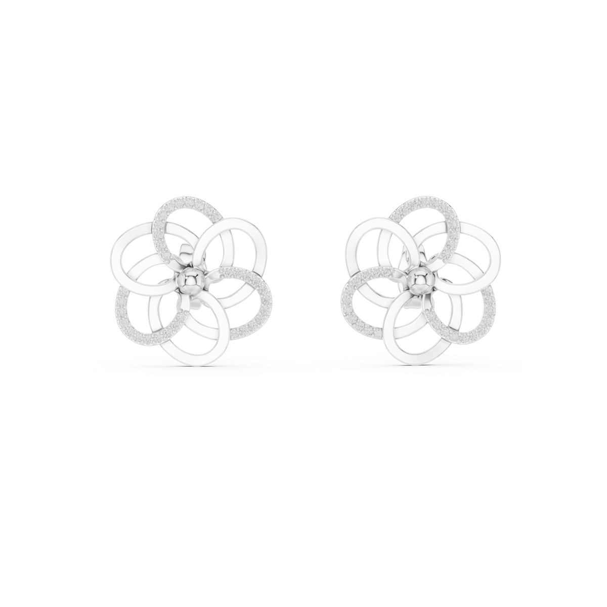 Corolenne Open Petal Flower Lab Grown Diamond Stud Earrings
