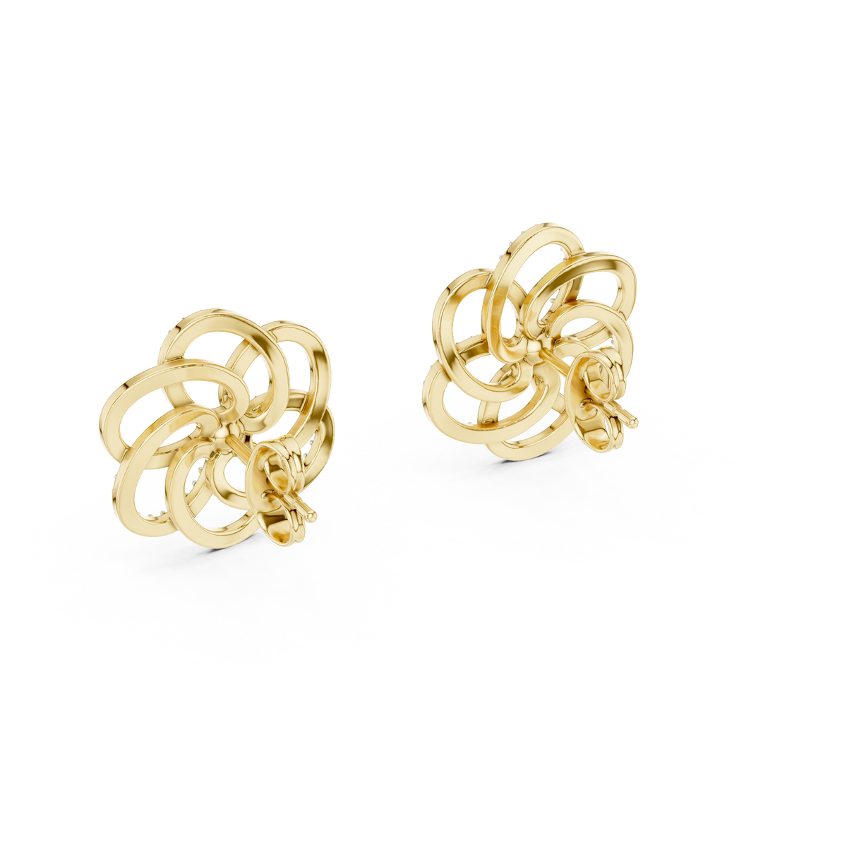 Corolenne Open Petal Flower Lab Grown Diamond Stud Earrings