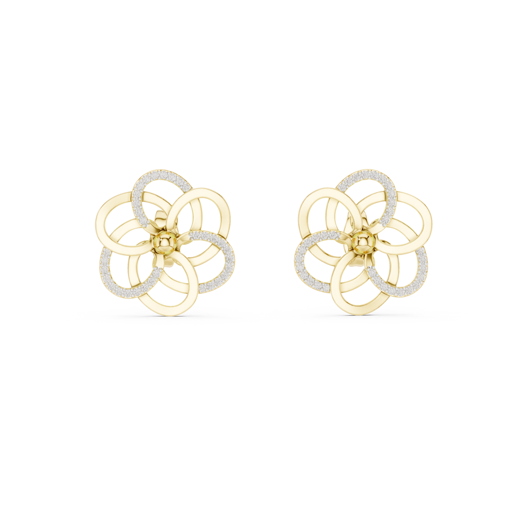 Corolenne Open Petal Flower Lab Grown Diamond Stud Earrings