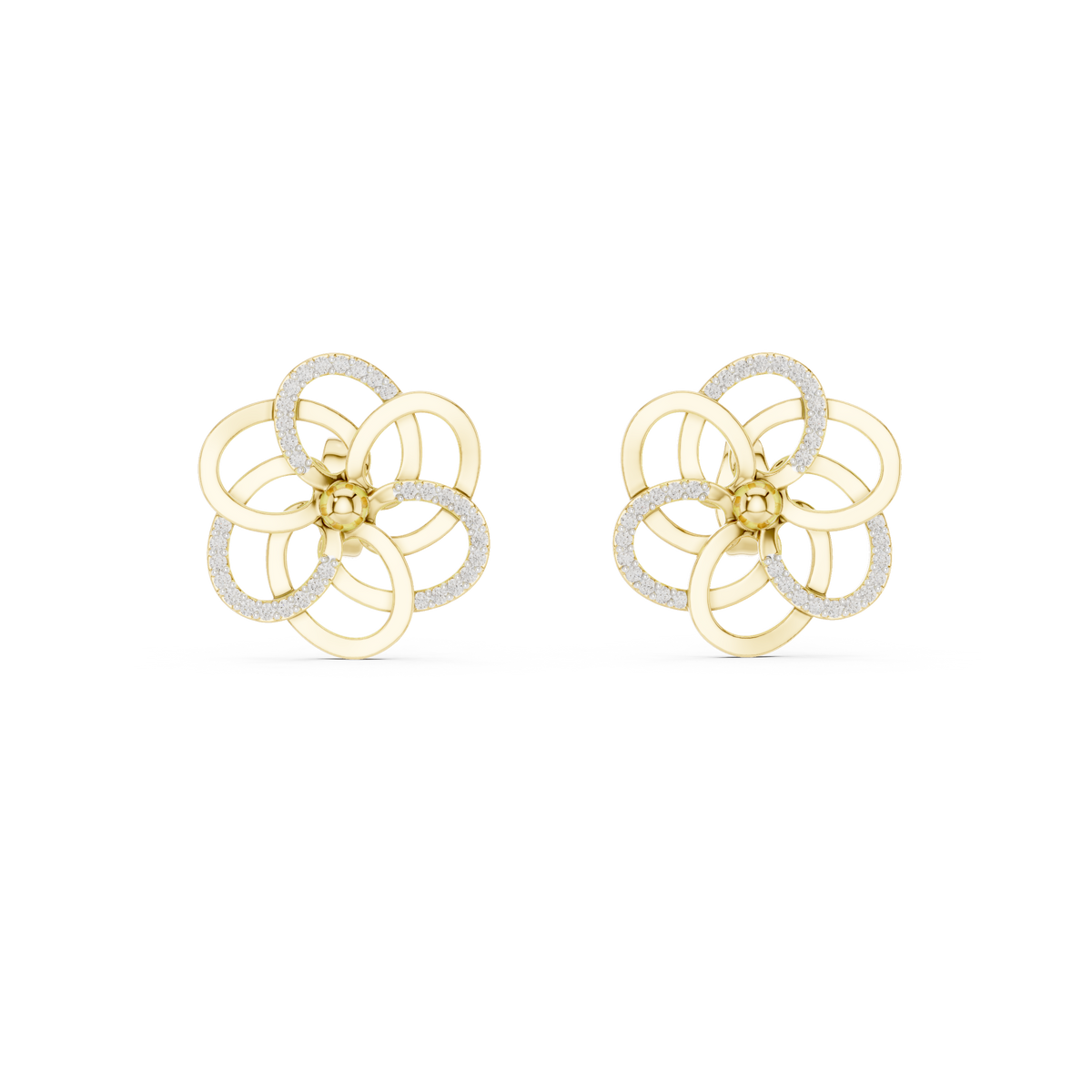 Corolenne Open Petal Flower Lab Grown Diamond Stud Earrings
