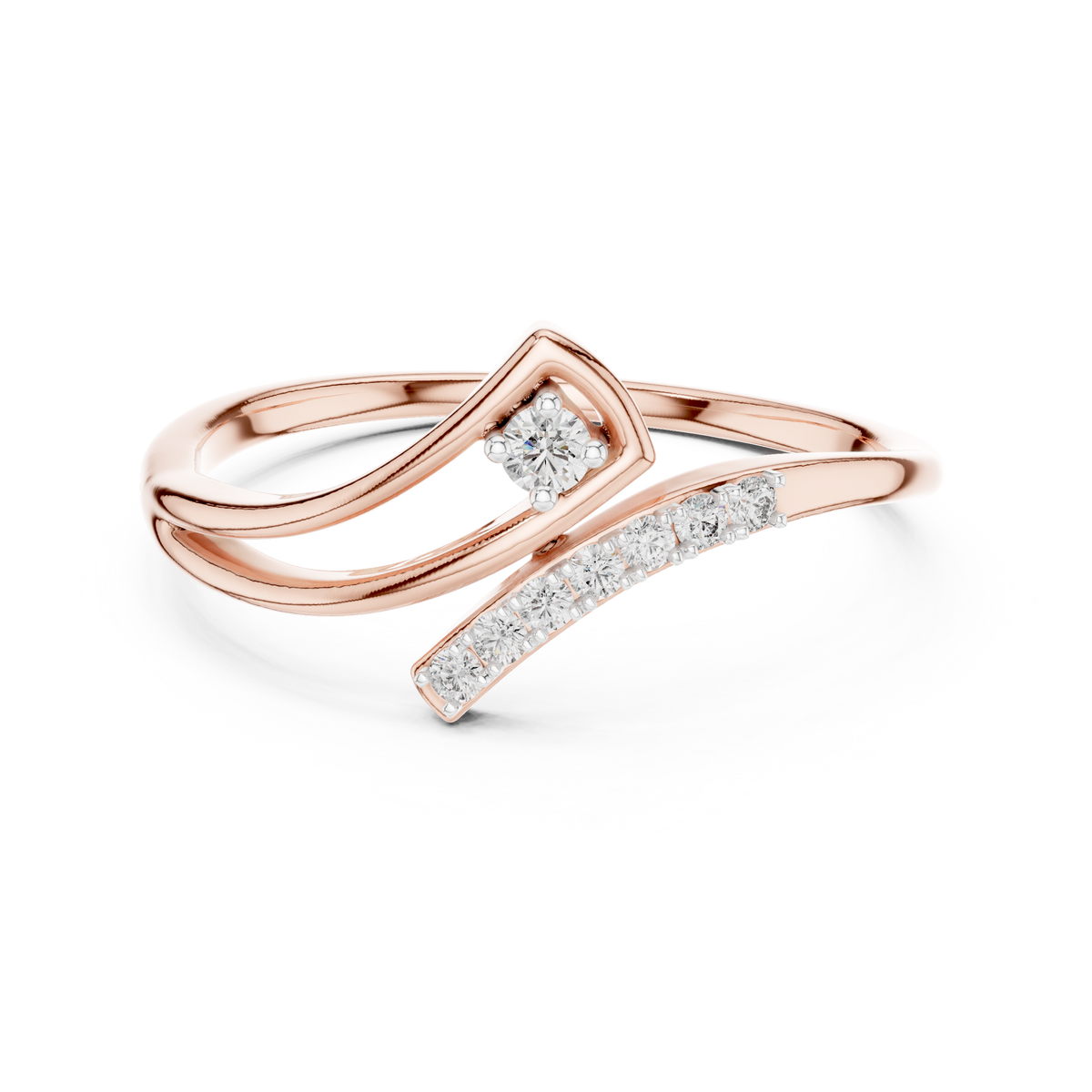 Vantara Framed Solitaire Pavé Lab Grown Diamond Bypass Ring