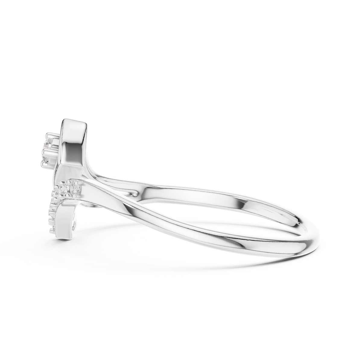 Vantara Framed Solitaire Pavé Lab Grown Diamond Bypass Ring