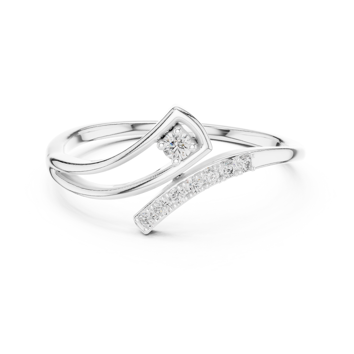 Vantara Framed Solitaire Pavé Lab Grown Diamond Bypass Ring
