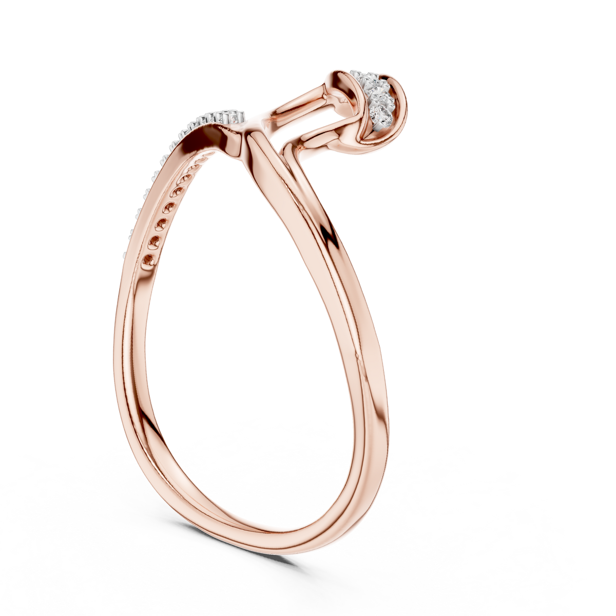 Kavira Twisted Crossover Pavé Lab Grown Diamond Bypass Ring