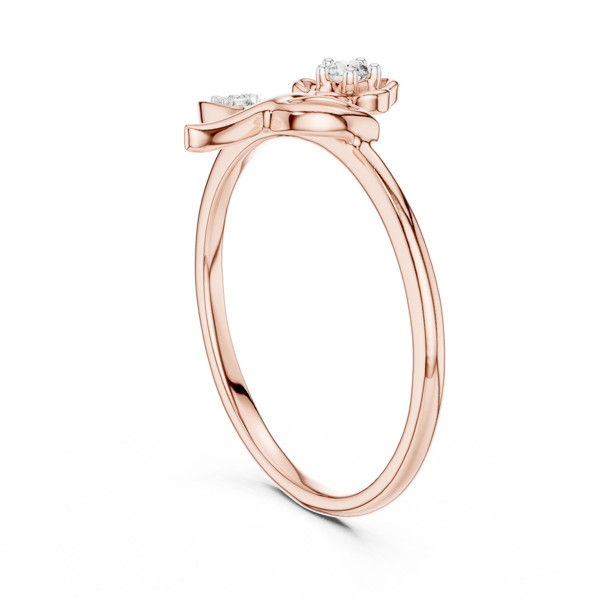 Daisyra Flower and Leaf Stem Lab Grown Diamond Ring