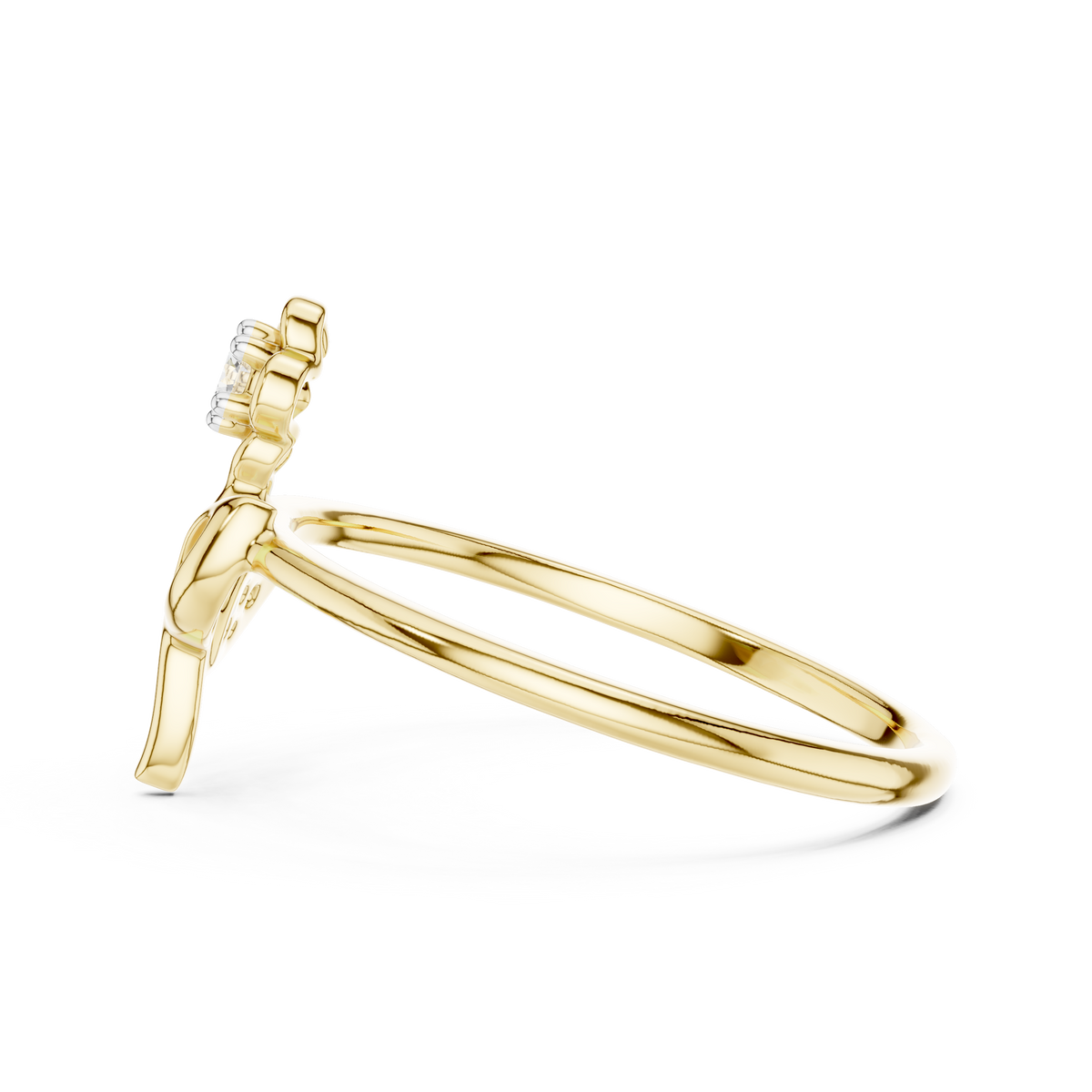 Daisyra Flower and Leaf Stem Lab Grown Diamond Ring