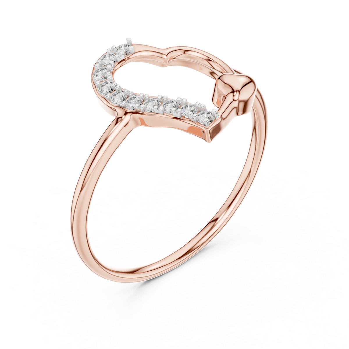 Adorine Tilted Heart Pavé Lab Grown Diamond Ring with Mini Heart