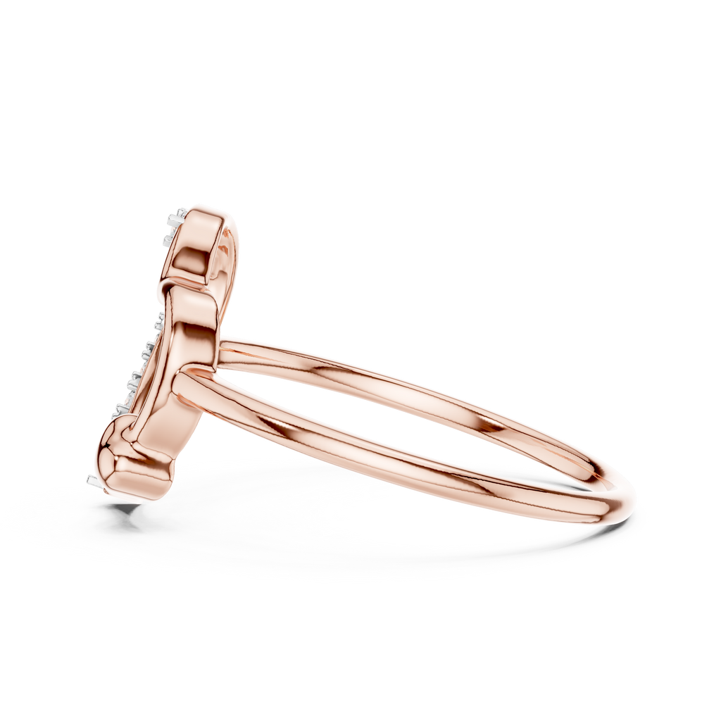 Adorine Tilted Heart Pavé Lab Grown Diamond Ring with Mini Heart