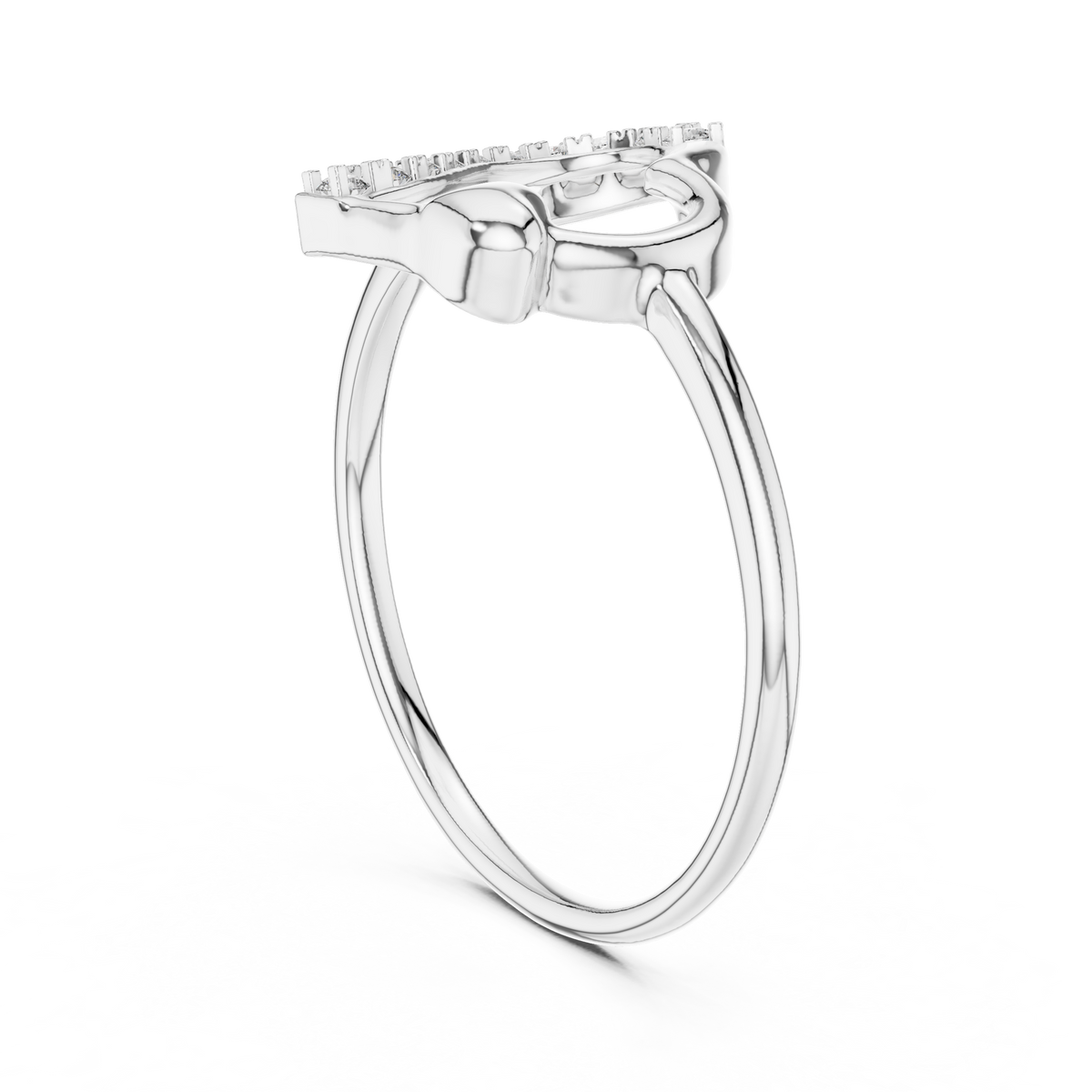 Adorine Tilted Heart Pavé Lab Grown Diamond Ring with Mini Heart