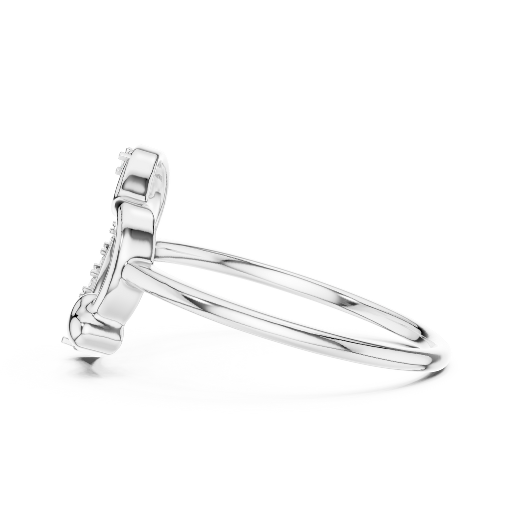 Adorine Tilted Heart Pavé Lab Grown Diamond Ring with Mini Heart