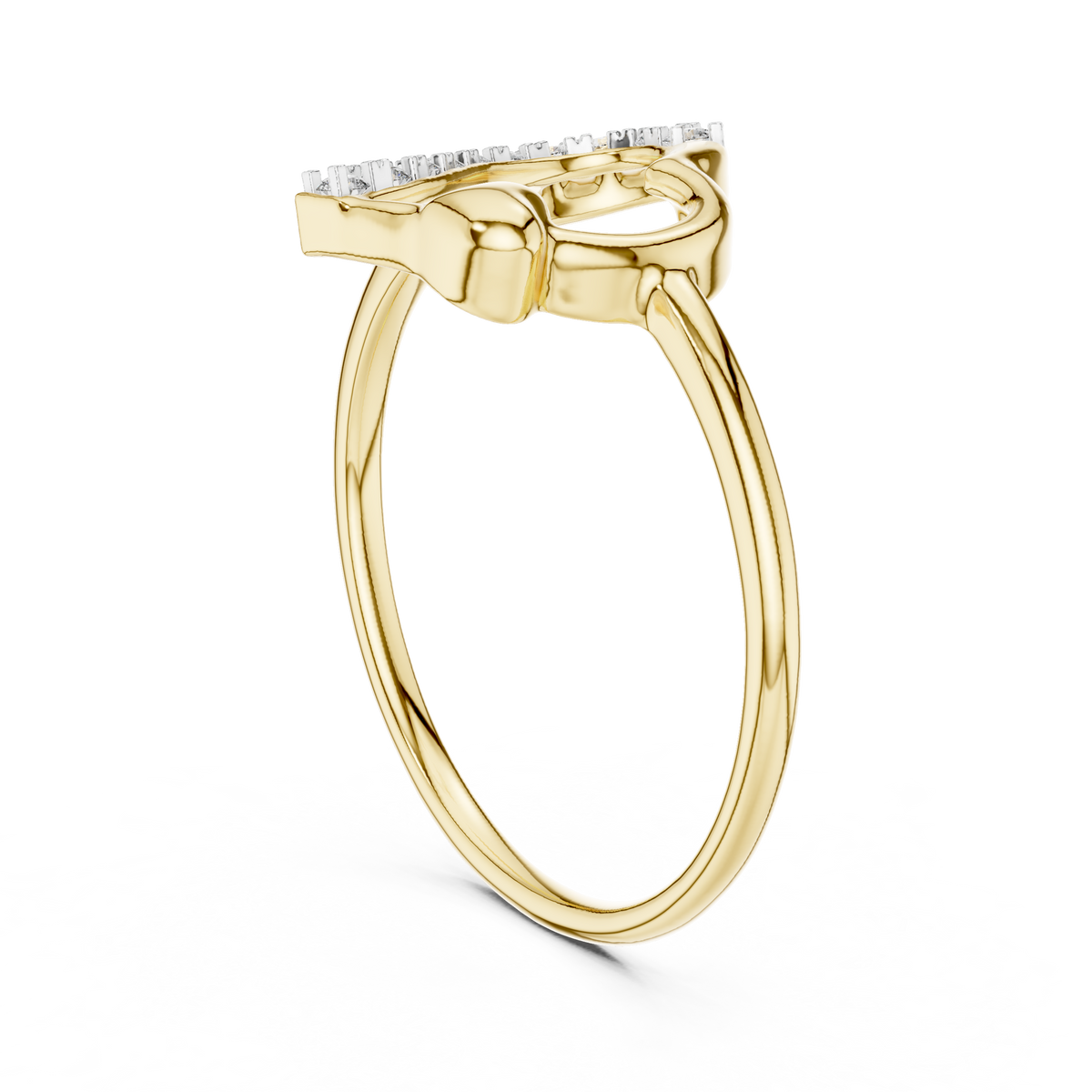 Adorine Tilted Heart Pavé Lab Grown Diamond Ring with Mini Heart