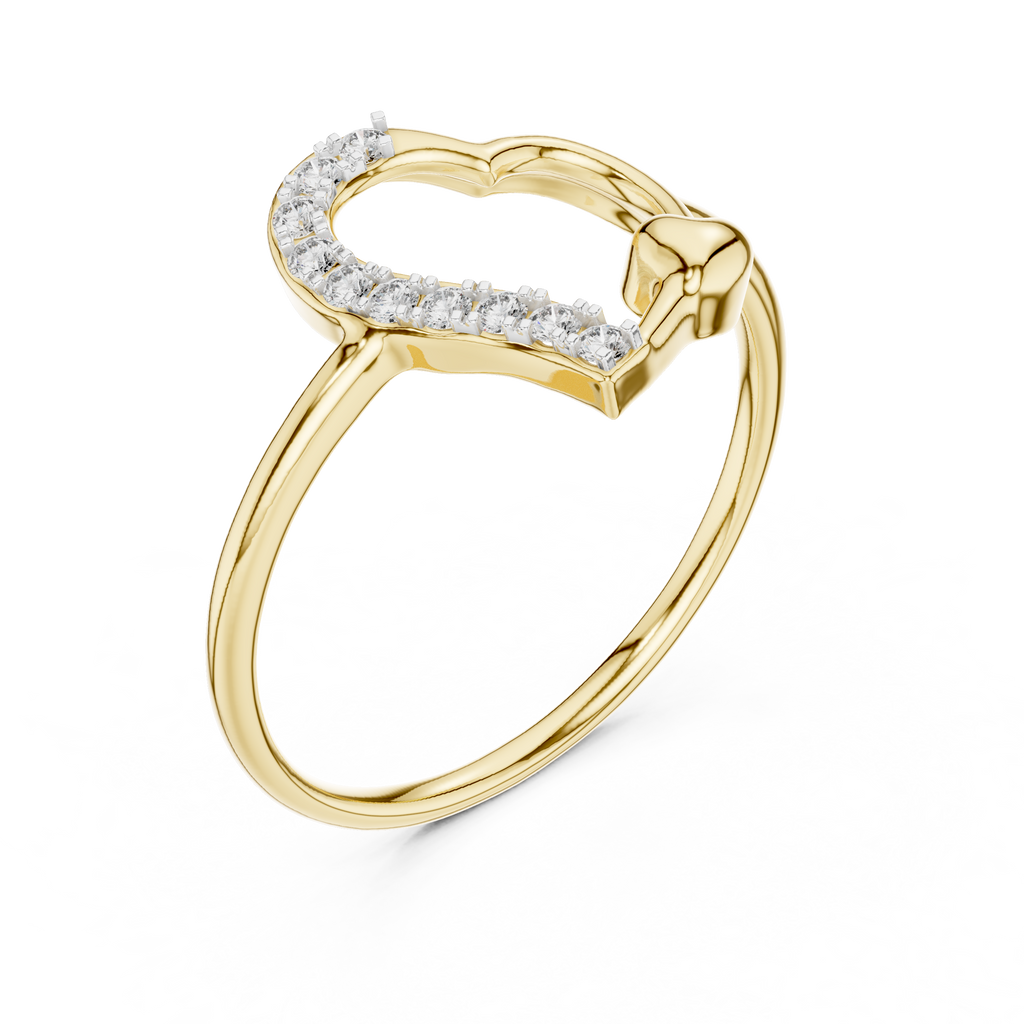 Adorine Tilted Heart Pavé Lab Grown Diamond Ring with Mini Heart