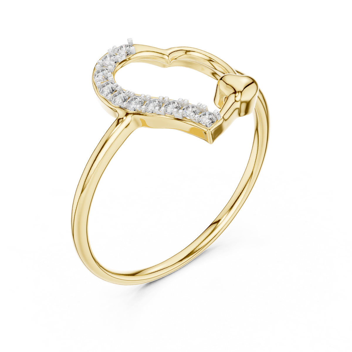 Adorine Tilted Heart Pavé Lab Grown Diamond Ring with Mini Heart