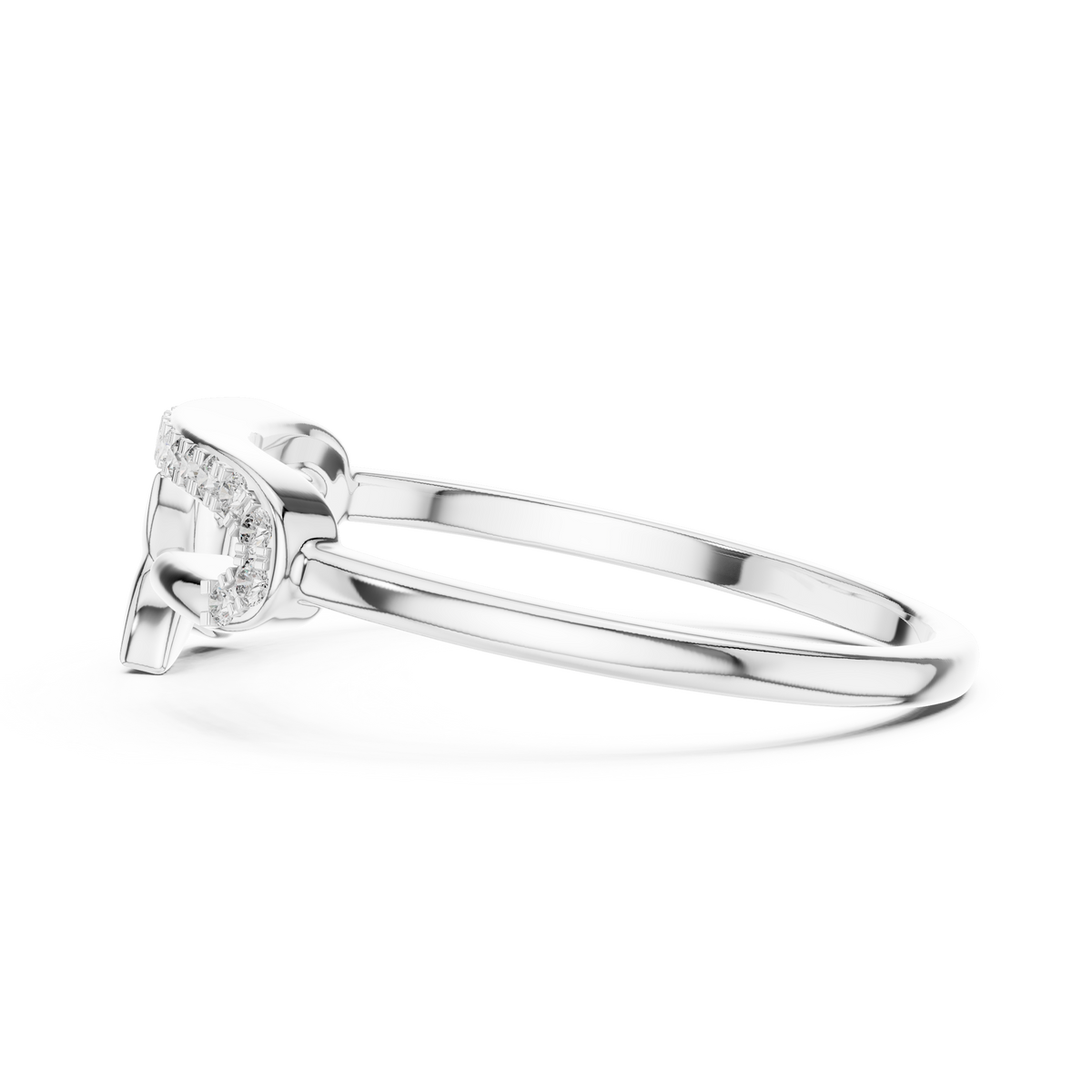 Pinelle Safety Pin Butterfly Charm Lab Grown Diamond Open Ring