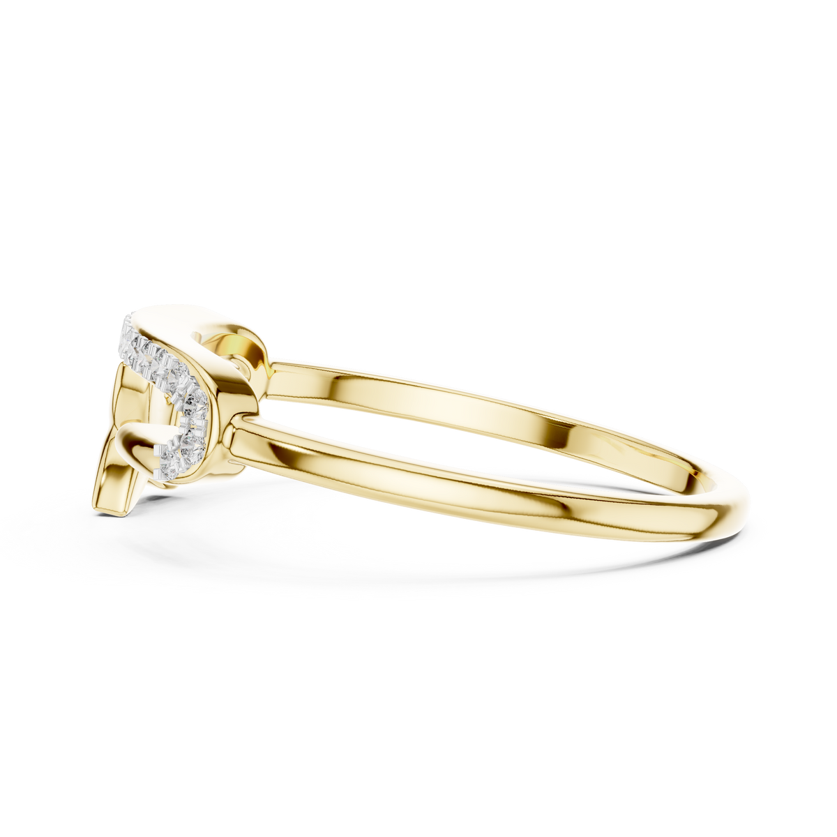 Pinelle Safety Pin Butterfly Charm Lab Grown Diamond Open Ring
