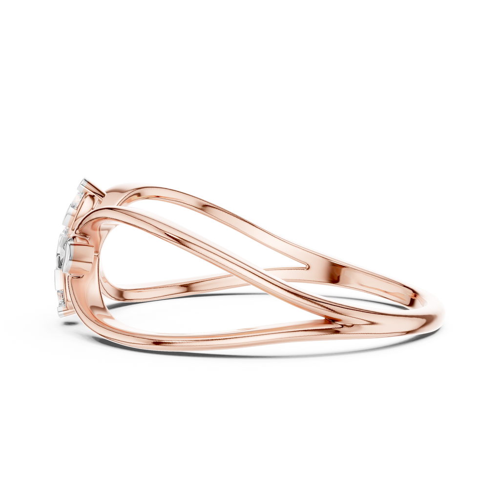 Florenza Split Band Four Petal Flower Lab Grown Diamond Ring