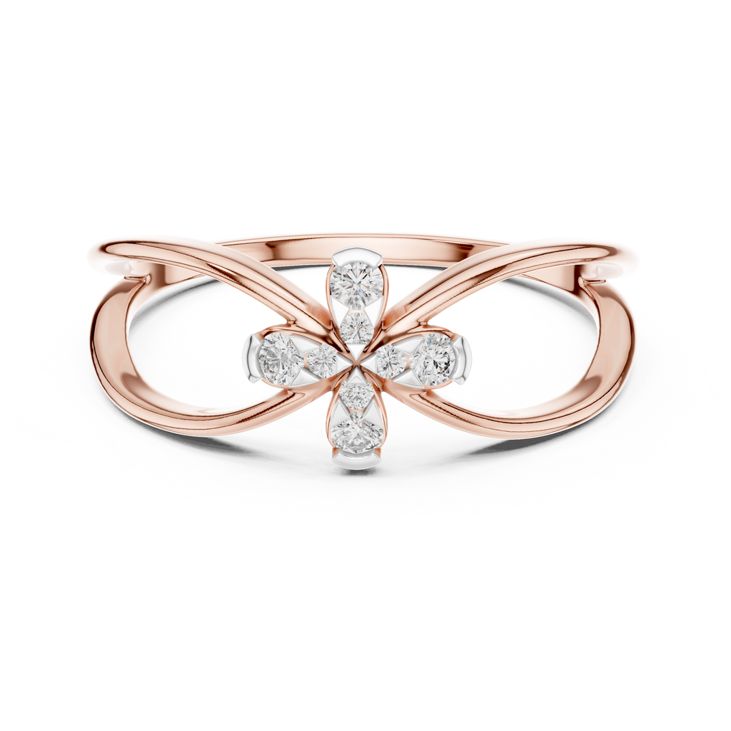 Florenza Split Band Four Petal Flower Lab Grown Diamond Ring
