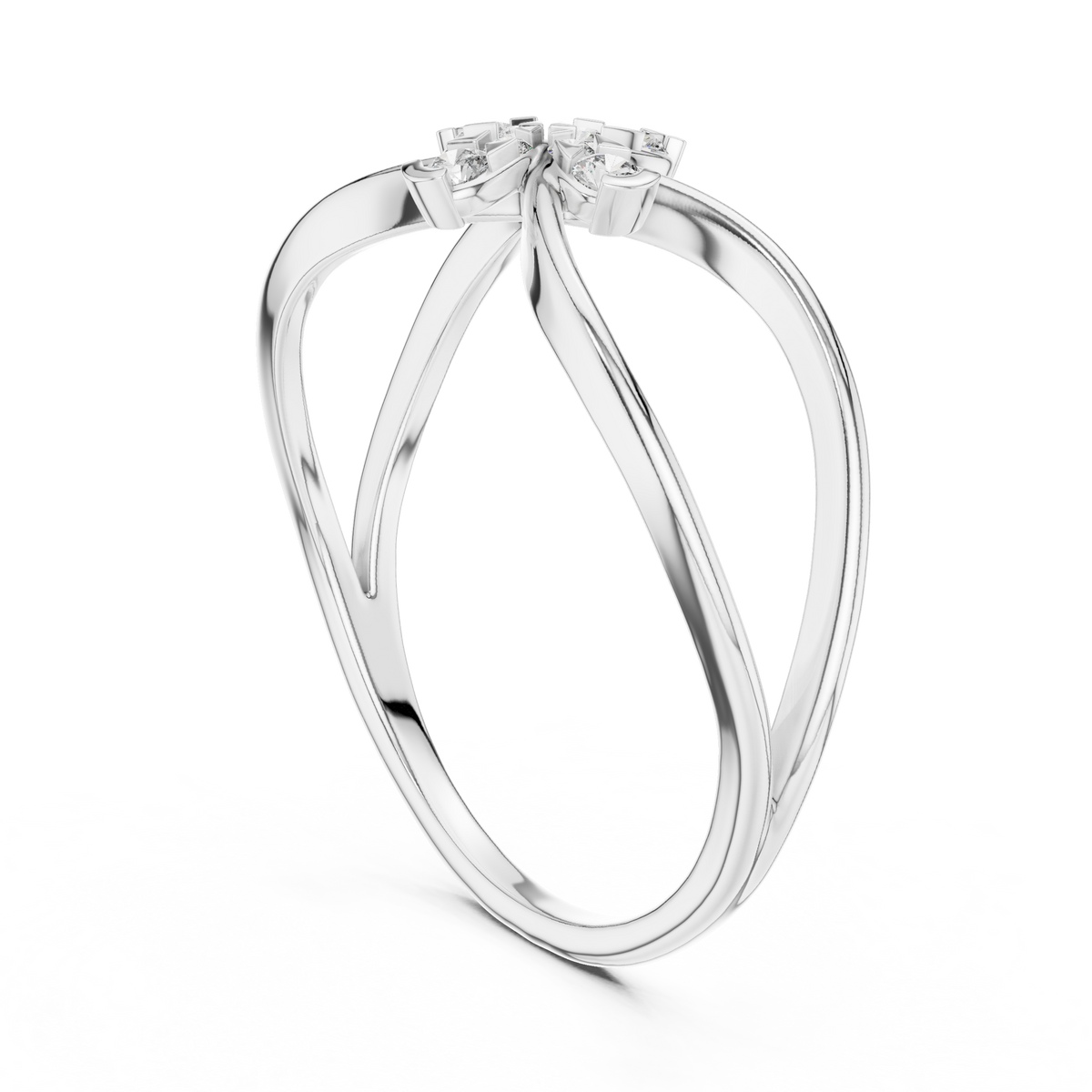 Florenza Split Band Four Petal Flower Lab Grown Diamond Ring