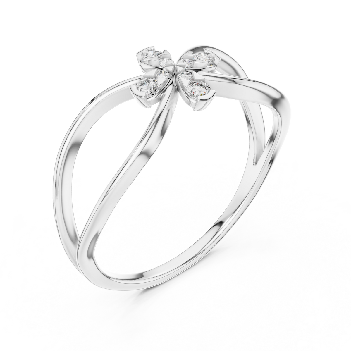 Florenza Split Band Four Petal Flower Lab Grown Diamond Ring