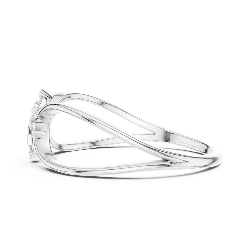 Florenza Split Band Four Petal Flower Lab Grown Diamond Ring