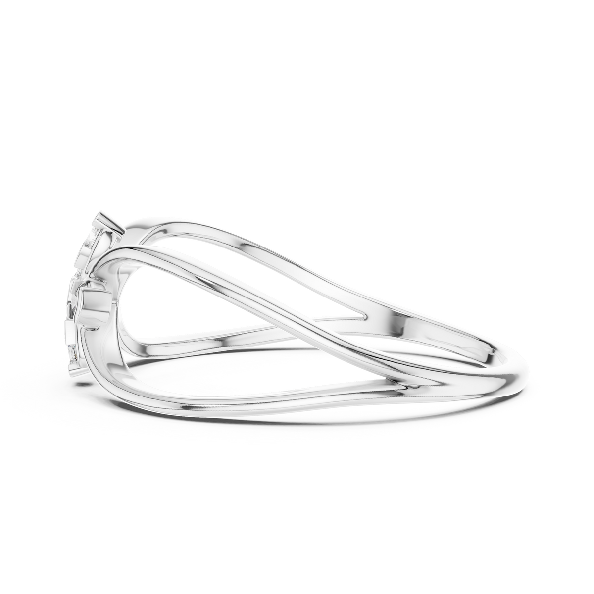 Florenza Split Band Four Petal Flower Lab Grown Diamond Ring