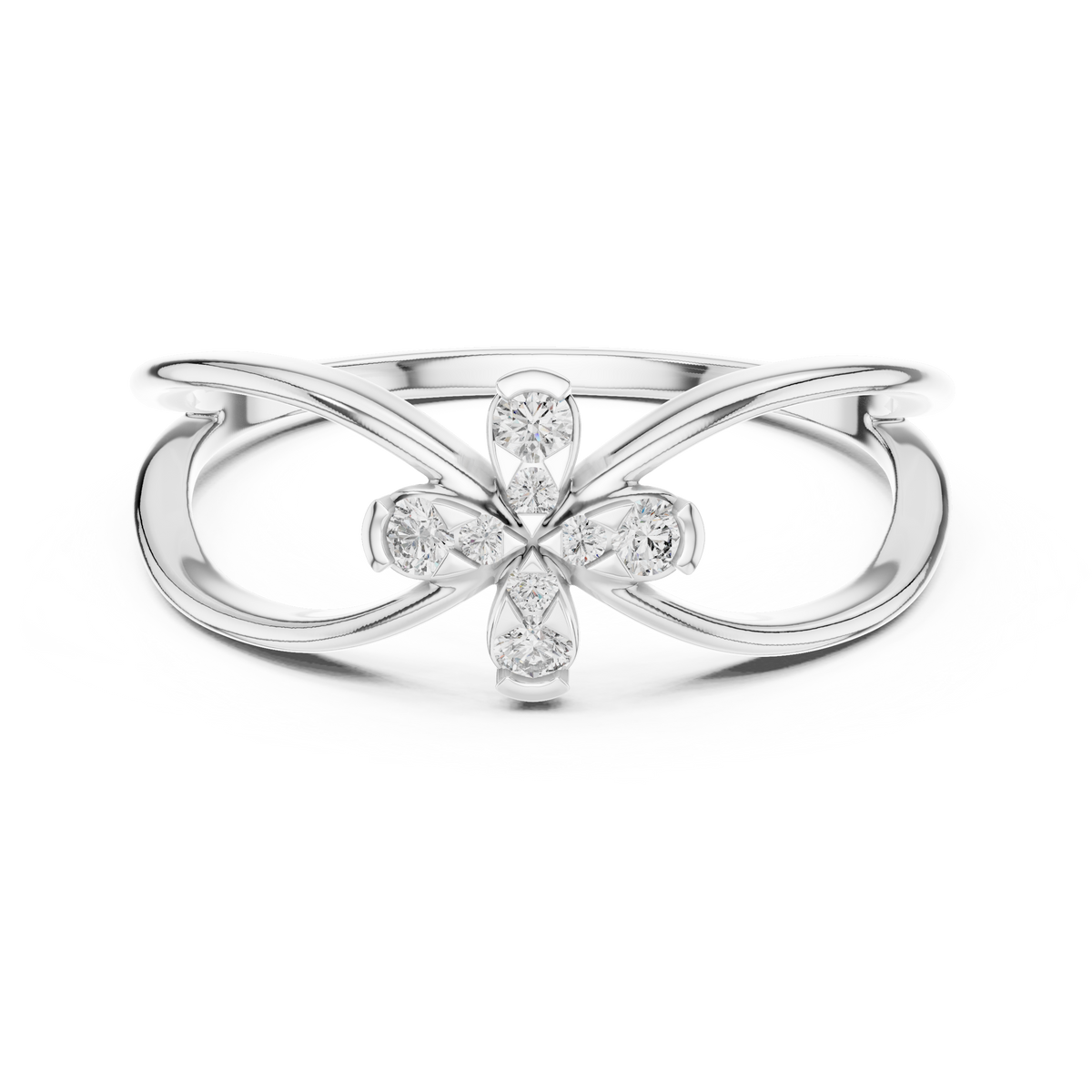Florenza Split Band Four Petal Flower Lab Grown Diamond Ring