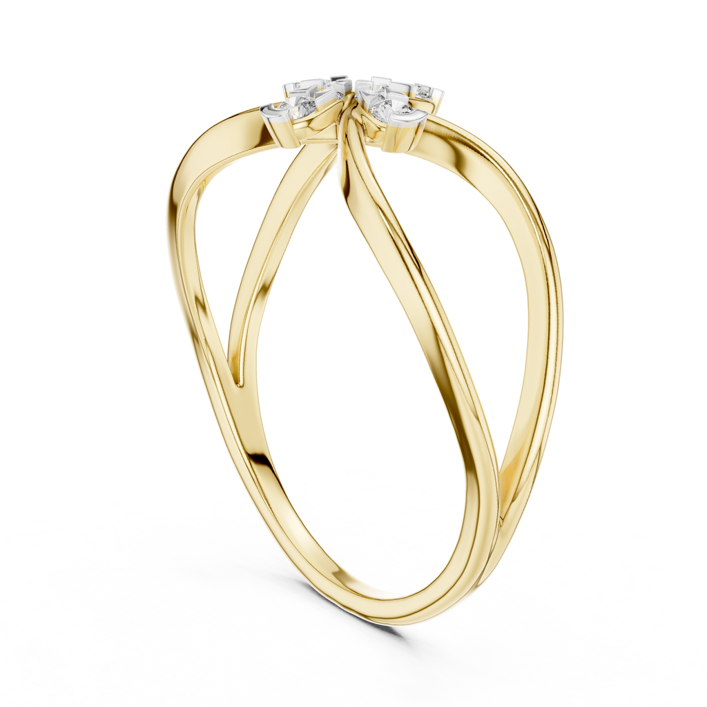 Florenza Split Band Four Petal Flower Lab Grown Diamond Ring