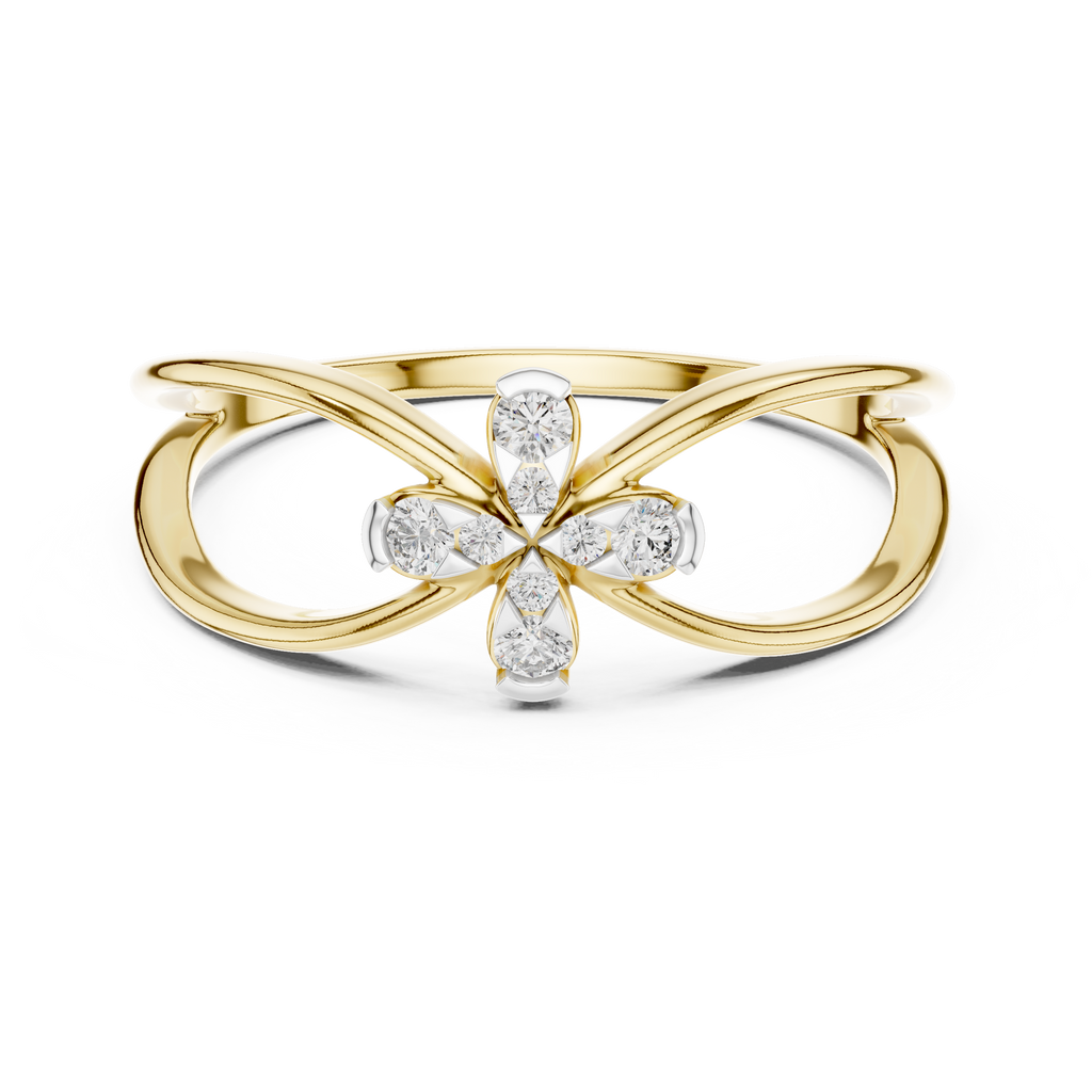 Florenza Split Band Four Petal Flower Lab Grown Diamond Ring