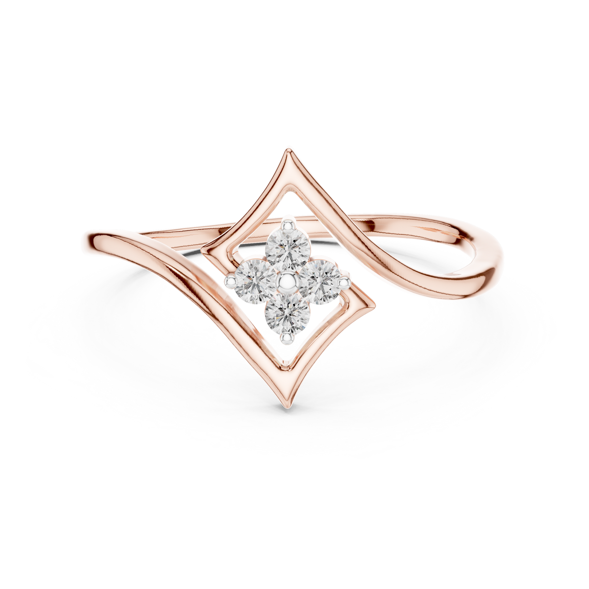 Rhomira Kite Frame Four Diamond Clover Lab Grown Diamond Ring