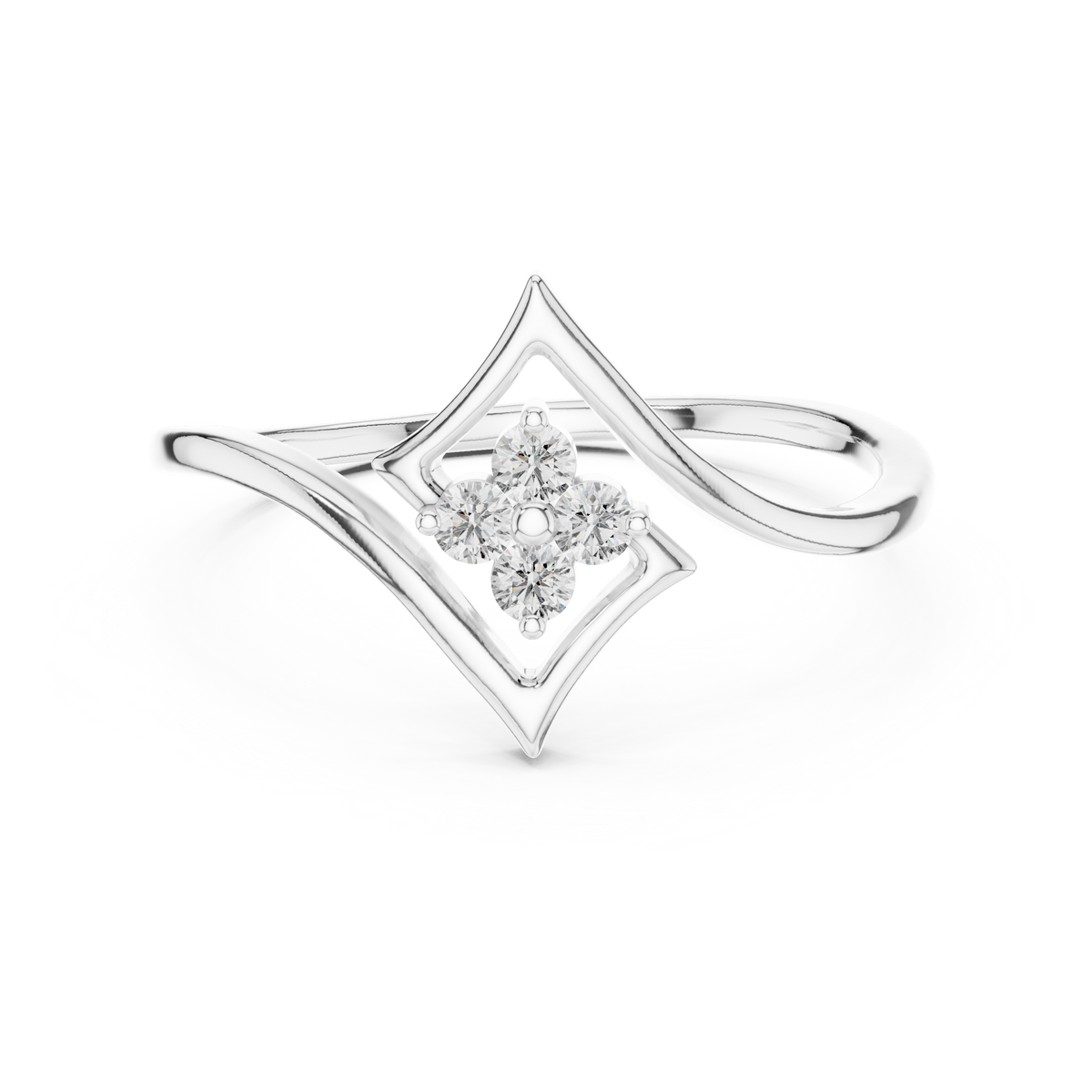 Rhomira Kite Frame Four Diamond Clover Lab Grown Diamond Ring