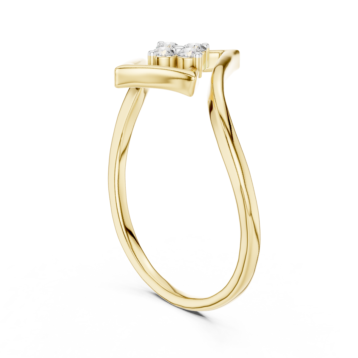 Rhomira Kite Frame Four Diamond Clover Lab Grown Diamond Ring