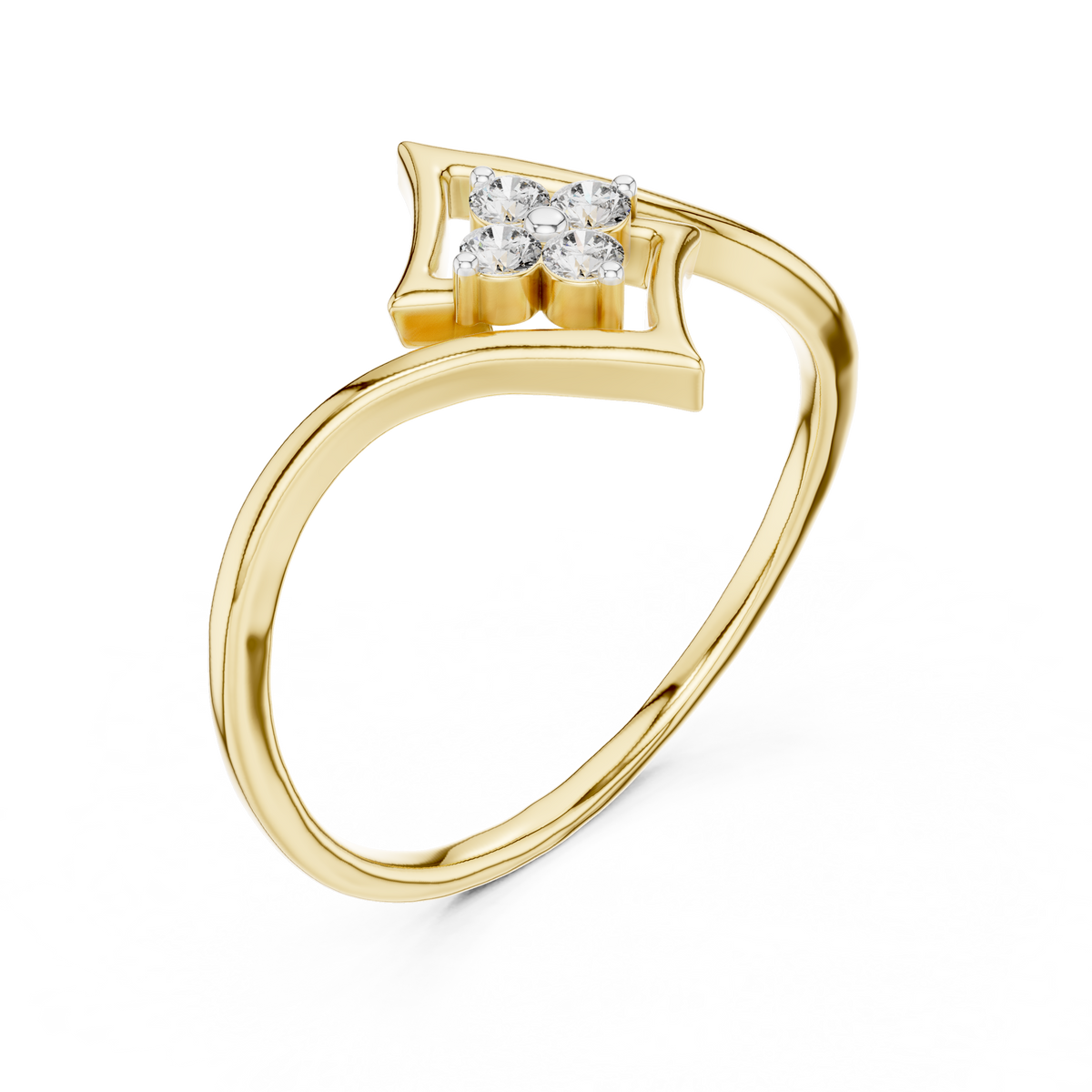Rhomira Kite Frame Four Diamond Clover Lab Grown Diamond Ring