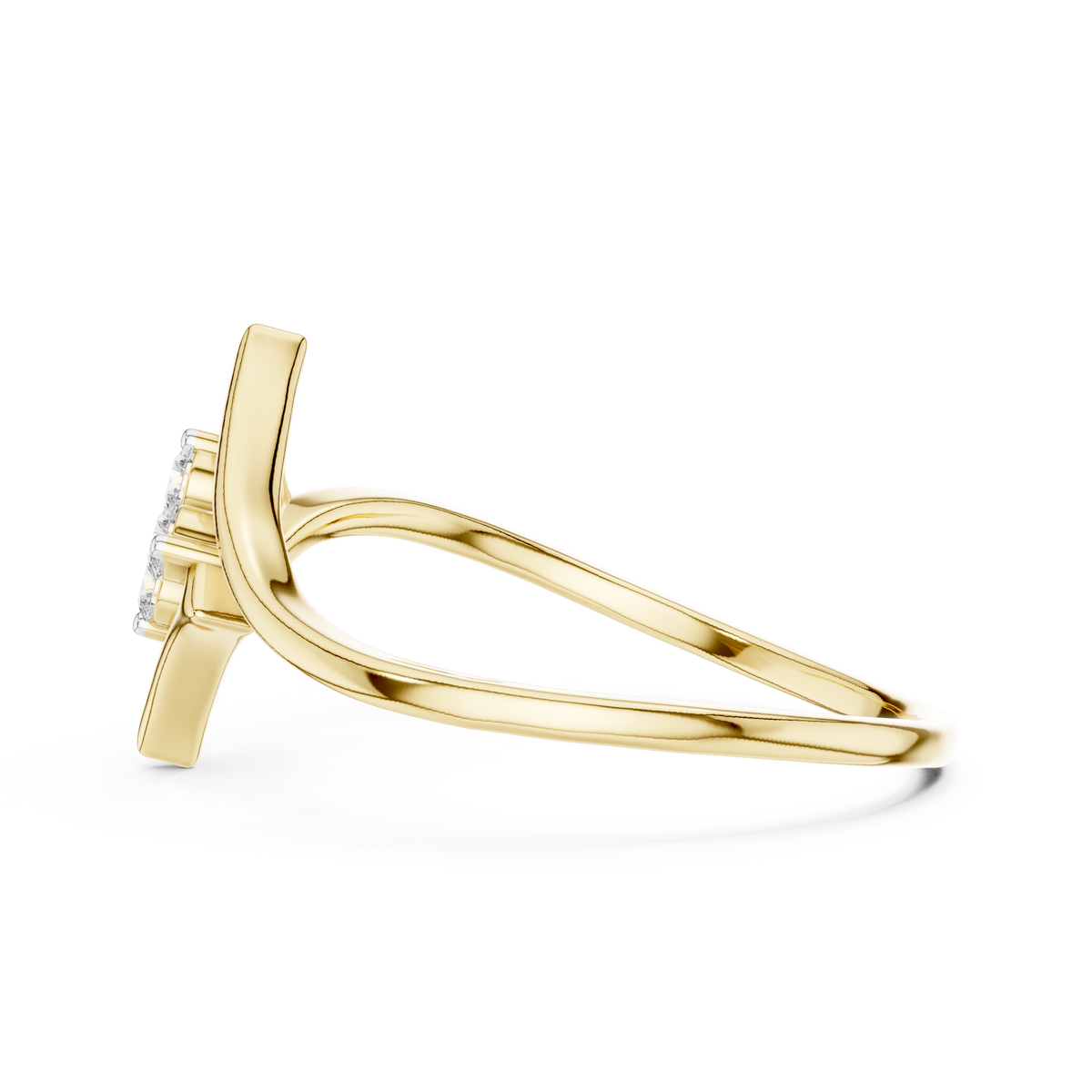 Rhomira Kite Frame Four Diamond Clover Lab Grown Diamond Ring