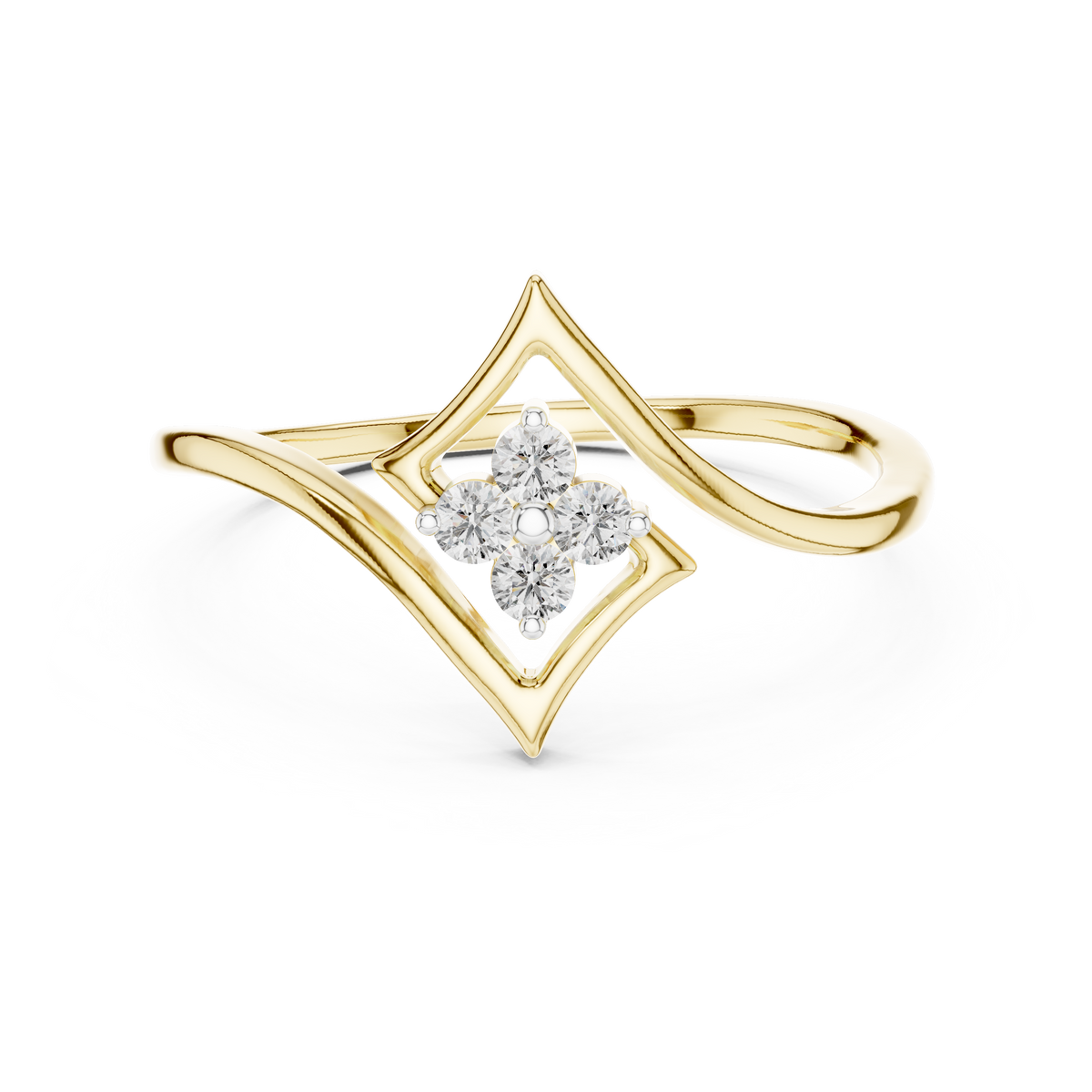 Rhomira Kite Frame Four Diamond Clover Lab Grown Diamond Ring