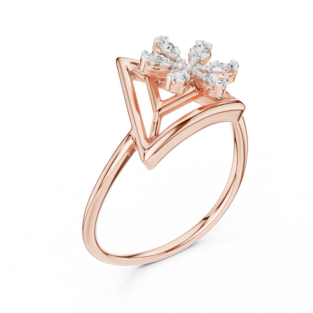 Trillora Triangle Flower Lab Grown Diamond Ring