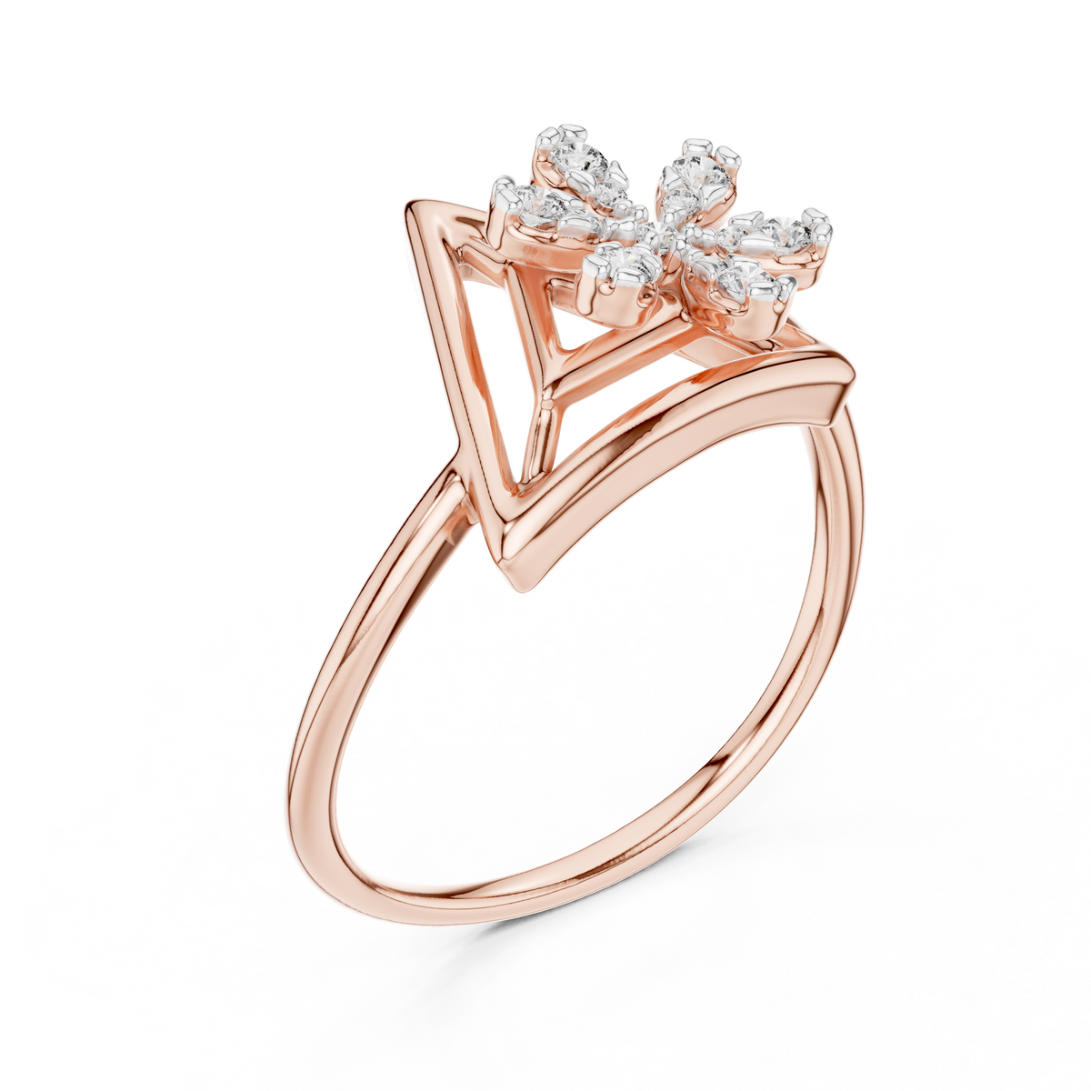 Trillora Triangle Flower Lab Grown Diamond Ring