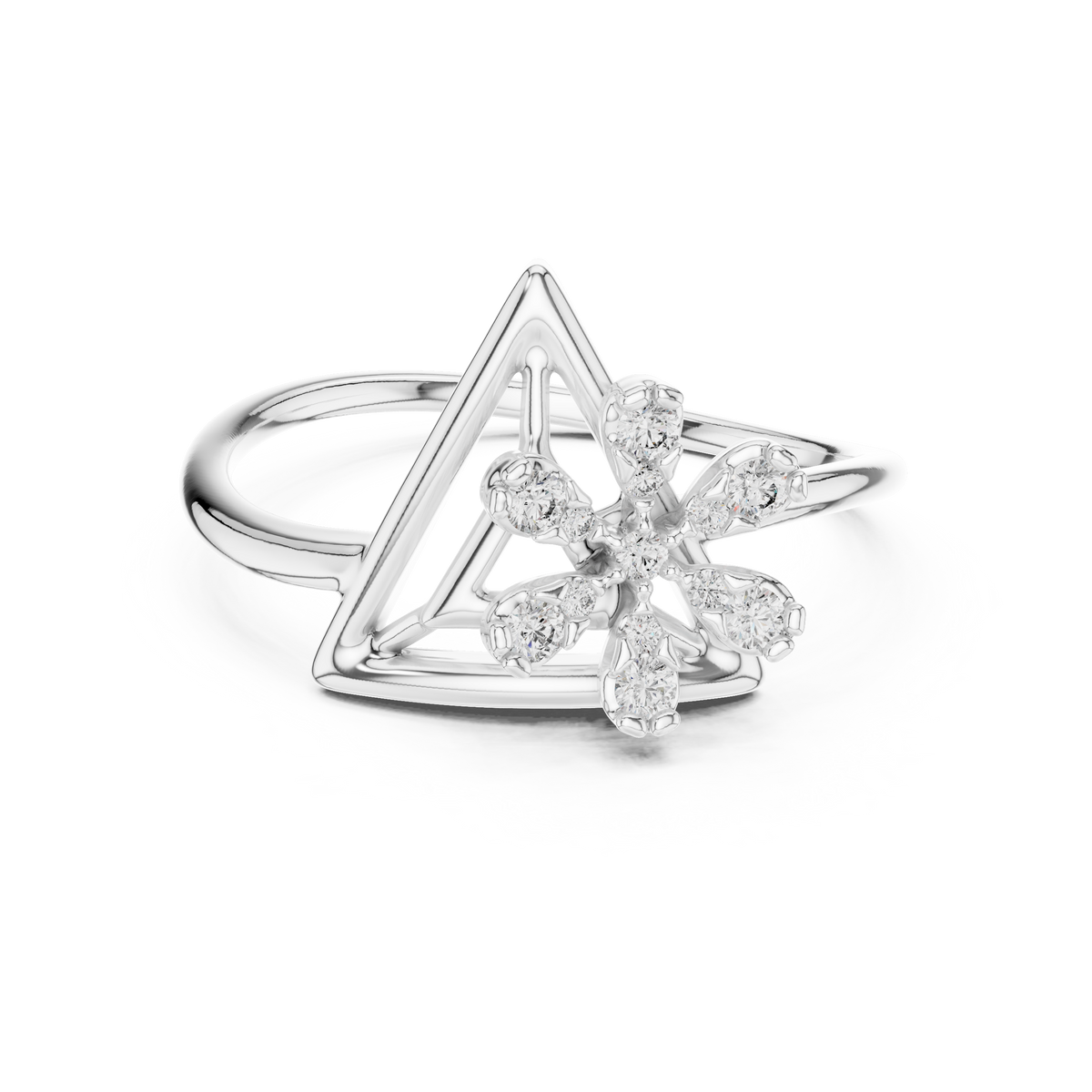 Trillora Triangle Flower Lab Grown Diamond Ring