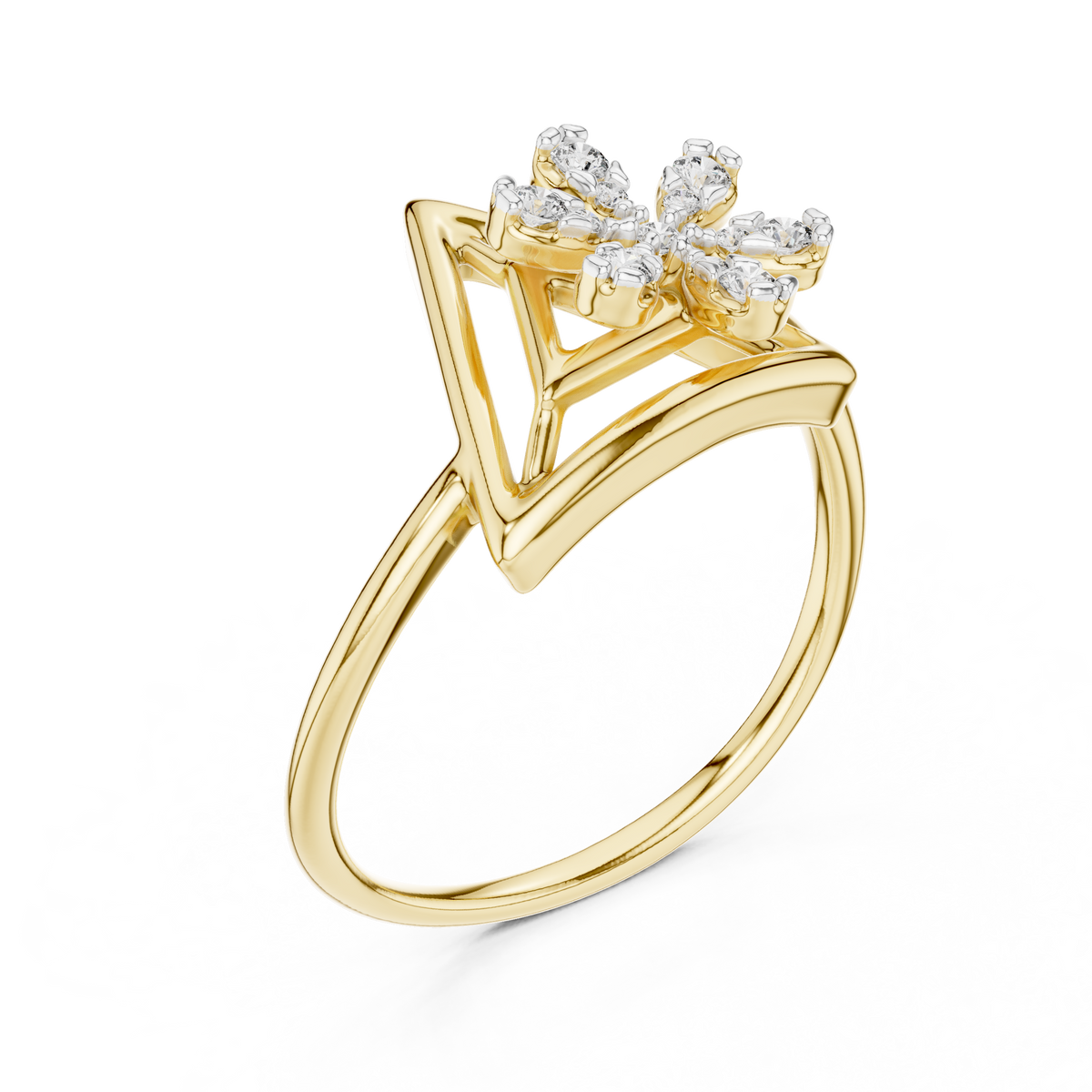 Trillora Triangle Flower Lab Grown Diamond Ring
